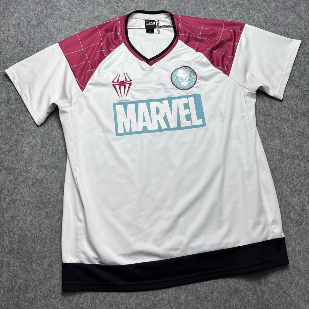 Marvel Shirt Mens XL White Spider-Gwen Stacy 15 Graphic Soccer Jersey Tee